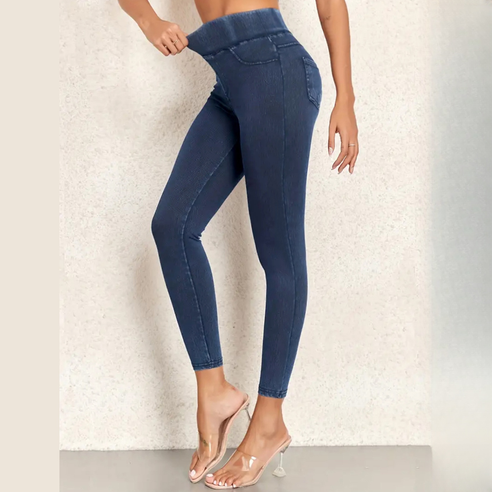 Women Stretchy Denim Leggings High Waist Skinny Jeggings